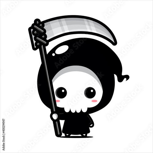 cute grim reaper character vector design