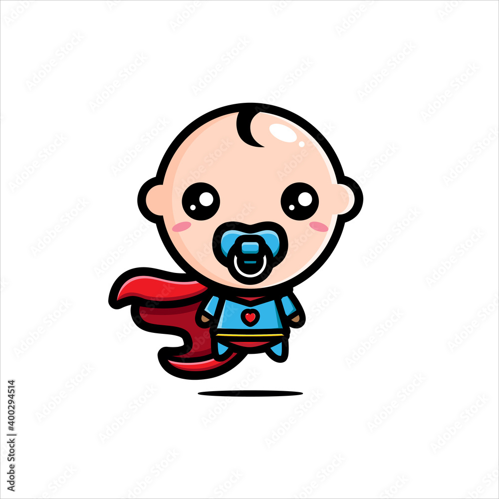 vector design of cute baby characters as heroes