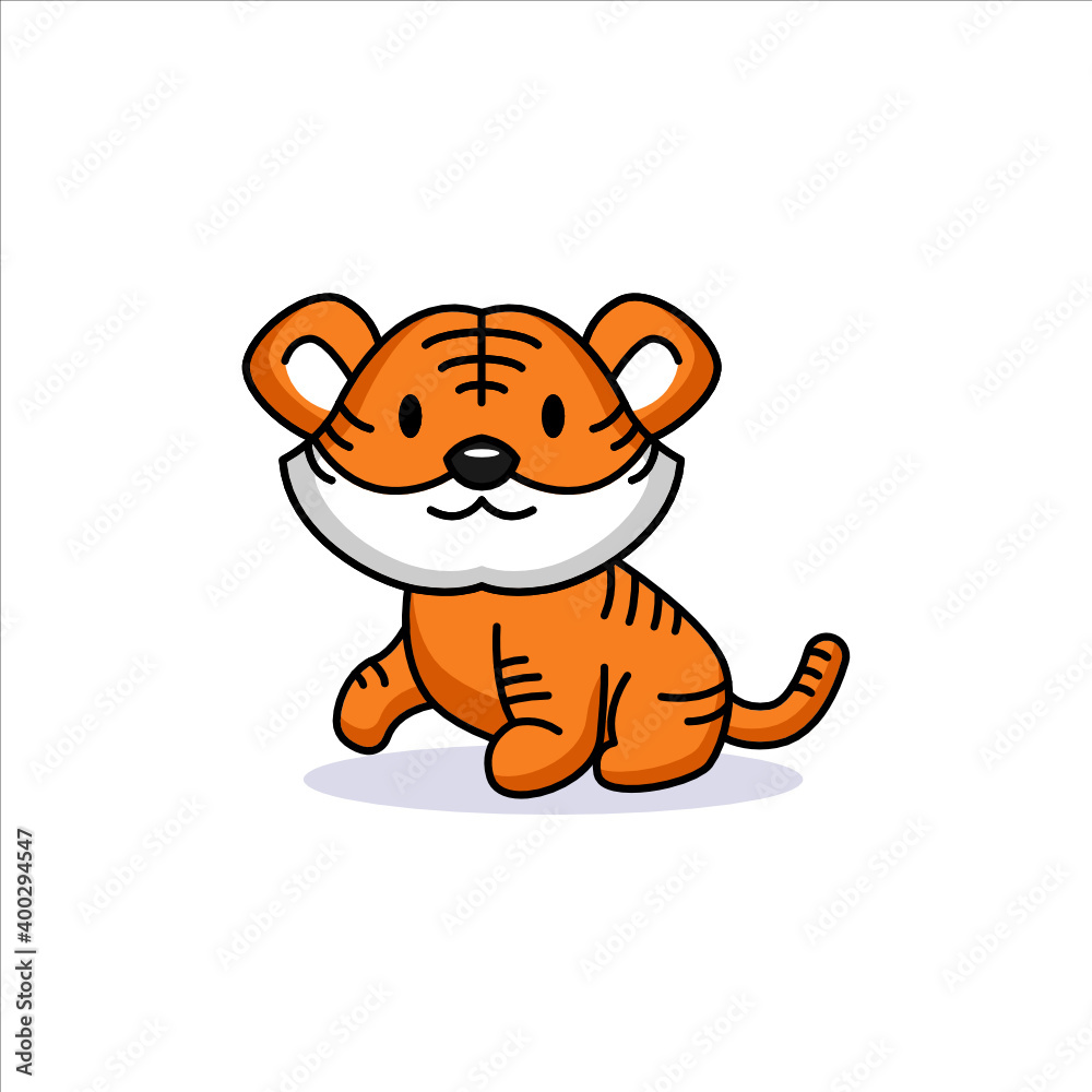Cute baby tiger with happy pose Cute baby tiger with happy pose