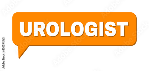 Speech UROLOGIST Colored Cloud Message. UROLOGIST text is located inside colored cloud with shadow. Vector quote text inside message frame.