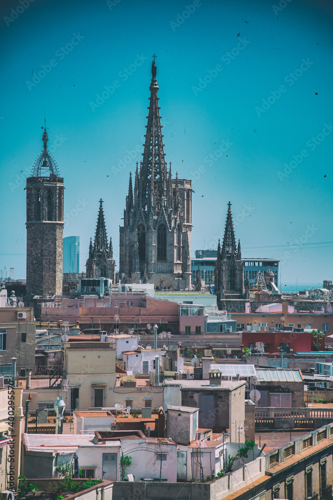 Barcelona monuments and city skyline on a sunny day Barcelona monuments and city skyline on a sunny day