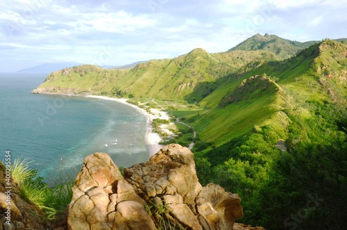 Scenery of natural beauty with mountains on the Cape of Fatucama, Dili, Timor Leste photo