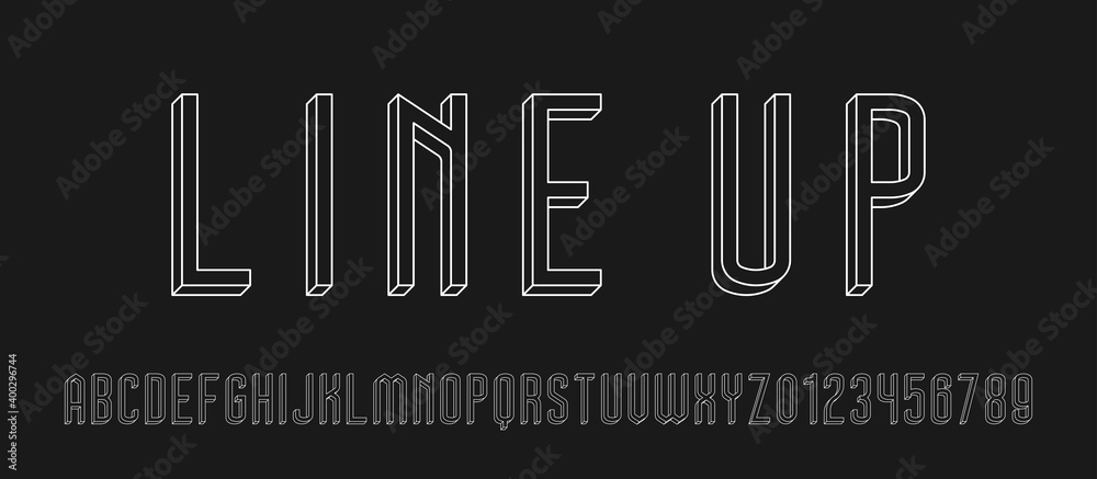 Set of alphabets font letters and numbers modern with 3D concept vector illustration Set of alphabets font letters and numbers modern with 3D concept vector illustration