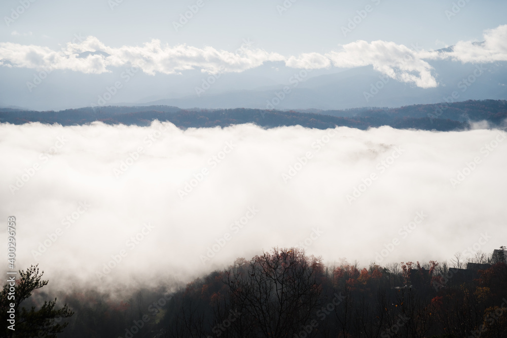 Cloud inversion over the Smokey Mountains in Tennessee. 