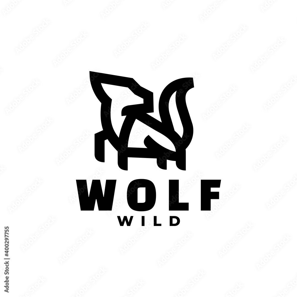 Vector Logo Illustration Wolf Line Art Style. Vector Logo Illustration Wolf Line Art Style.