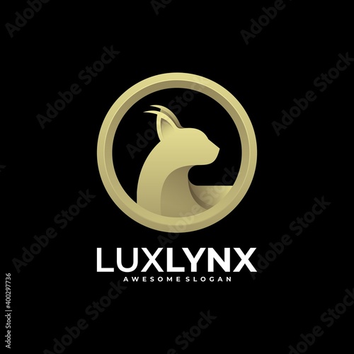 Vector Logo Illustration Luxury Lynx Gold Color Luxury Style.