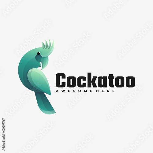 Vector Logo Illustration Cockatoo Gradient Colorful Style.