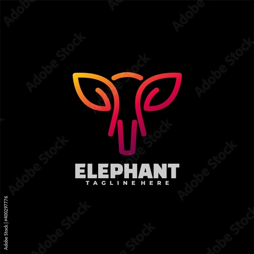 Vector Logo Illustration Elephant Gradient Line Art Style.
