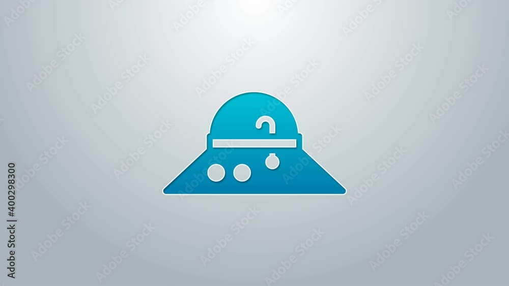 Blue line Fisherman hat icon isolated on grey background. 4K Video motion graphic animation Blue line Fisherman hat icon isolated on grey background. 4K Video motion graphic animation
