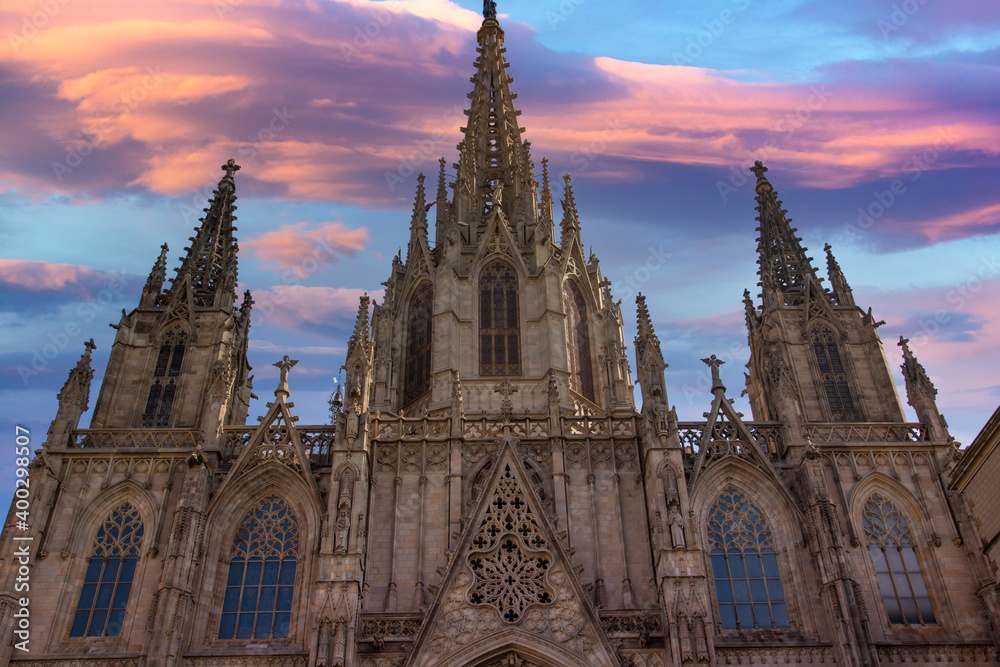 Cathedral of Barcelona located in the heart of historic Las Ramblas district