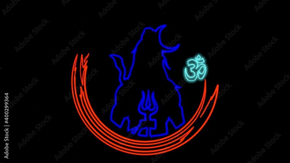lord shiva illustration with black background and glow Stock Illustration |  Adobe Stock