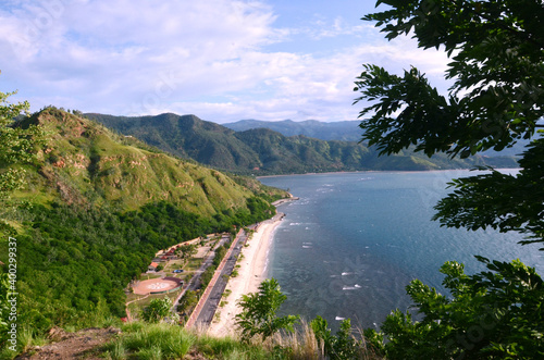 Scenery of natural beauty with mountains on the Cape of Fatucama, Dili, Timor Leste photo
