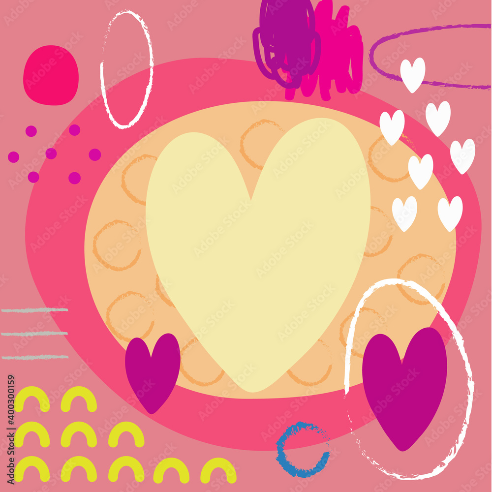 Trendy abstract organic and graphic element with heart. Background ideal with copy space for Valentine event.