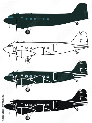C47 Skytrain airplane, Right view.