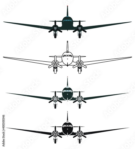 C47 Skytrain airplane, Front view