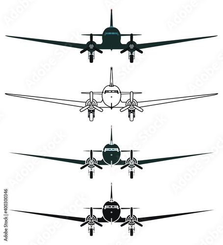 C47 Skytrain airplane, Front view photo