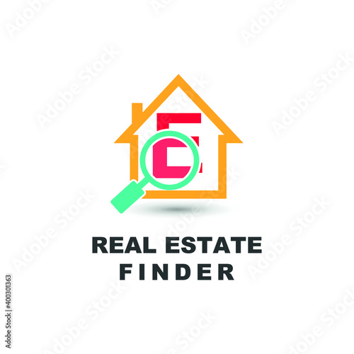 Letter E for house, home, apartment, and real estate finder search icon logo vector template design