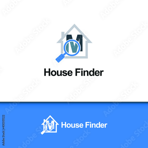 Letter M for house, home, apartment, and real estate finder search icon logo vector template design