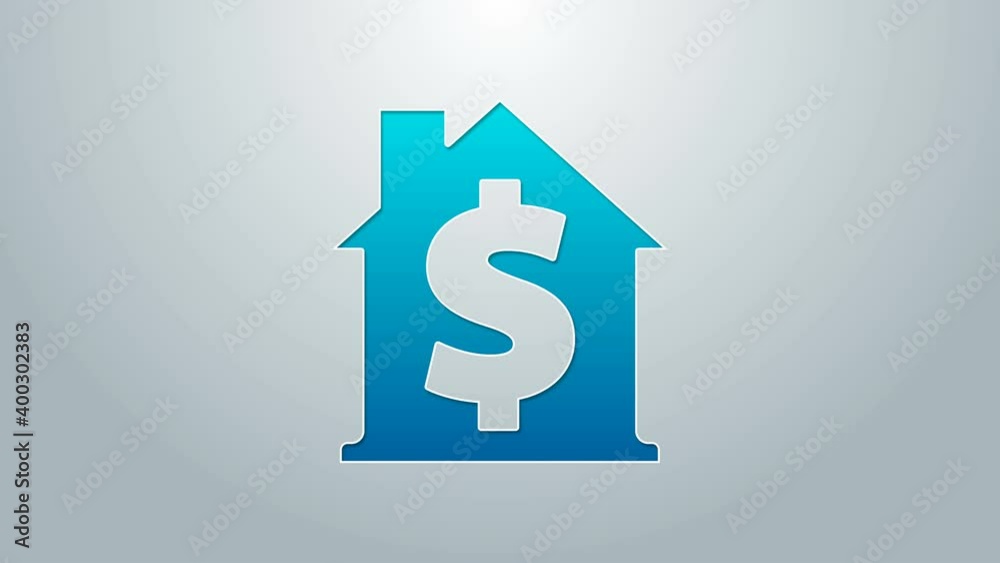 Blue line House with dollar symbol icon isolated on grey background. Home and money. Real estate concept. 4K Video motion graphic animation Blue line House with dollar symbol icon isolated on grey background. Home and money. Real estate concept. 4K Video motion graphic animation