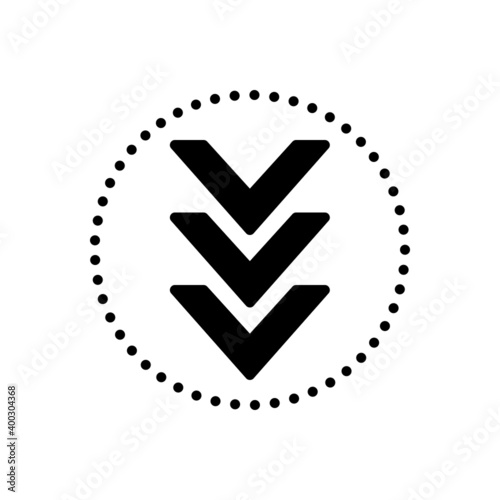 Black solid icon for down
