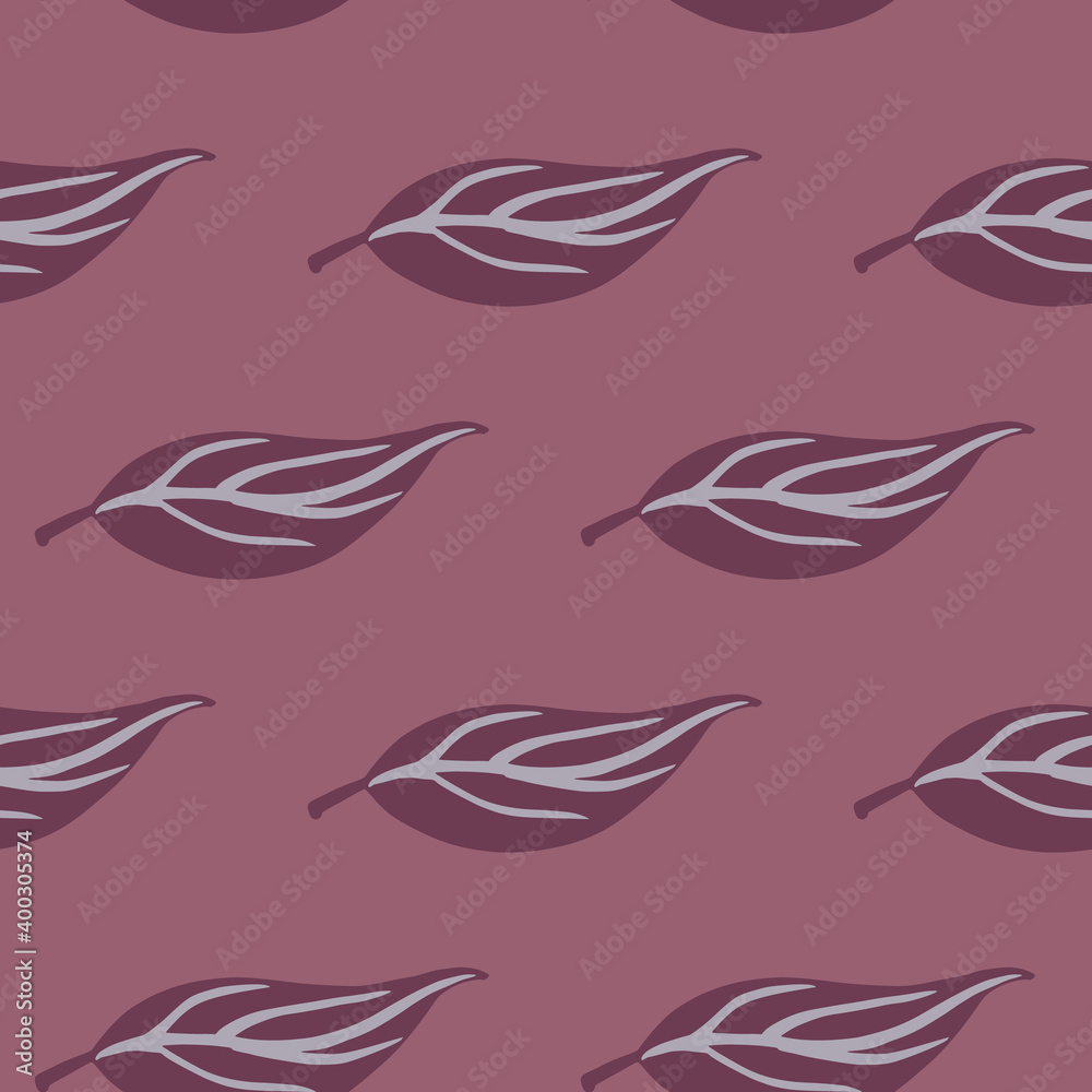 Petal seamless pattern with botanical outline leaves ornament. Purple pastel background. Petal seamless pattern with botanical outline leaves ornament. Purple pastel background.