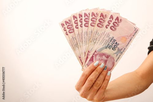 Quadro em tela Turkish currency, Turkish lira banknotes