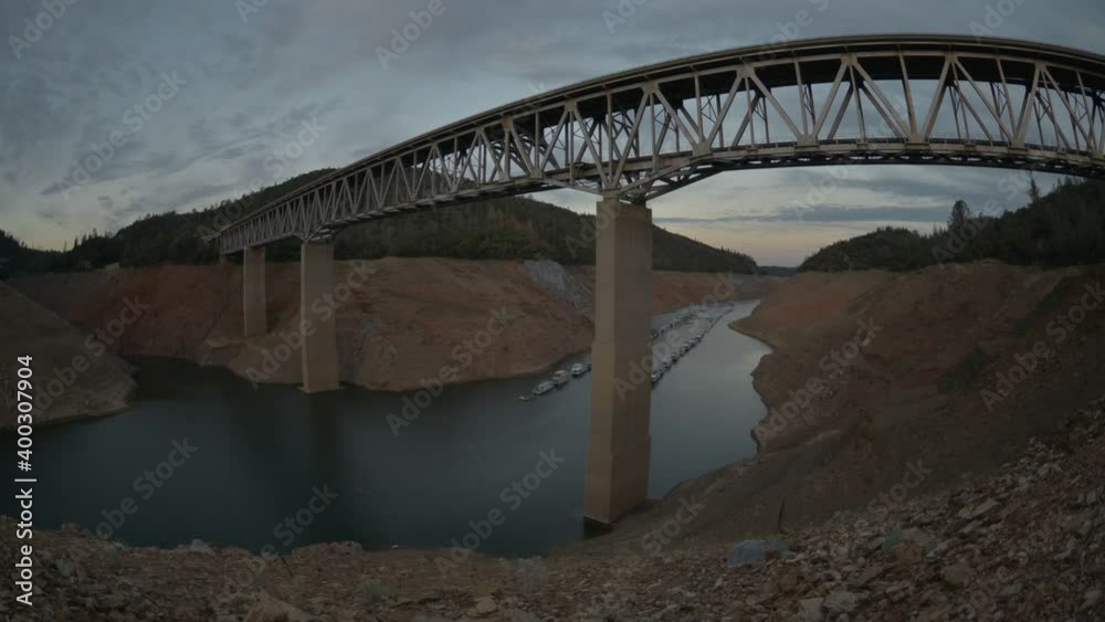 high bridge over low lake water levels : time-lapse high bridge over low lake water levels : time-lapse