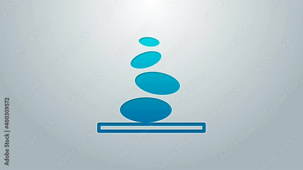 Blue line Stack hot stones icon isolated on grey background. Spa salon accessory. 4K Video motion graphic animation Blue line Stack hot stones icon isolated on grey background. Spa salon accessory. 4K Video motion graphic animation