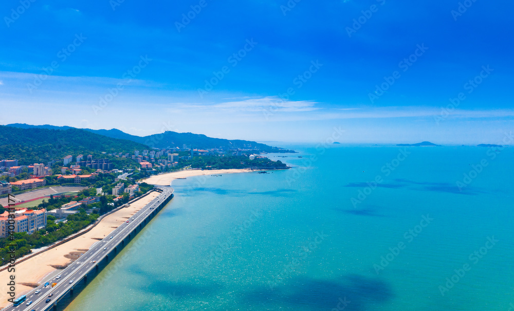 The Yanwu Bridge and the Baicheng Beach in Xiamen, China