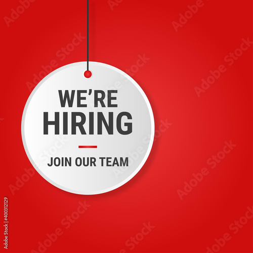 We're Hiring Banner Template. Business Recruiting Concept - EPS 10 Vector