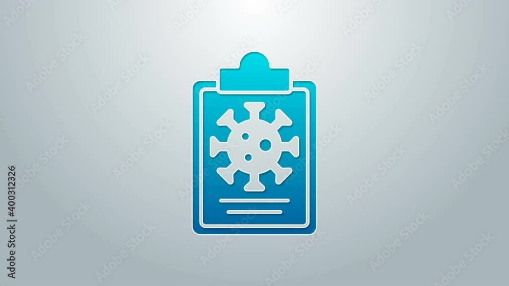 Blue line Medical clipboard with blood test results icon isolated on grey background. Clinical record, medical check marks report. 4K Video motion graphic animation Blue line Medical clipboard with blood test results icon isolated on grey background. Clinical record, medical check marks report. 4K Video motion graphic animation