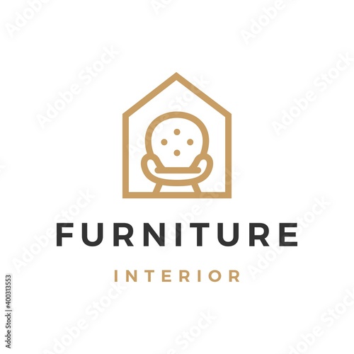 furniture interior sofa house outline logo vector icon illustration