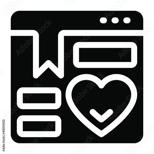 
Heart in a webpage, dating website glyph icon
