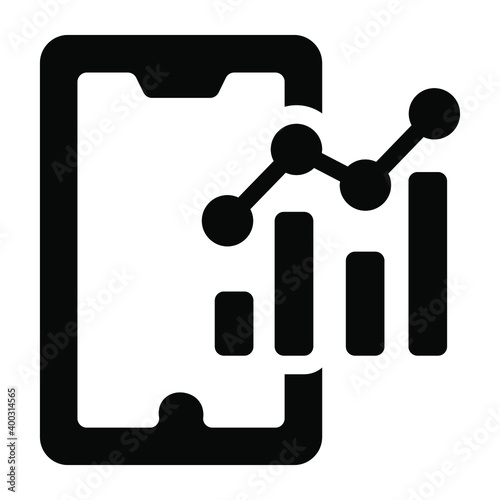 
Editable glyph icon of mobile analytics
