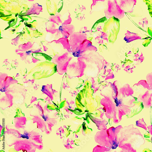 Wallpaper Mural  Seamless pattern beautiful delicate petunias Torontodigital.ca