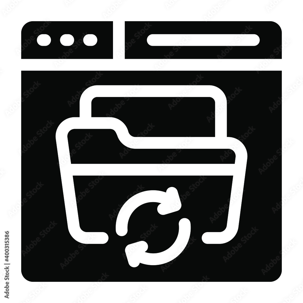Website folder with syncing arrows, solid icon
Website folder with syncing arrows, solid icon