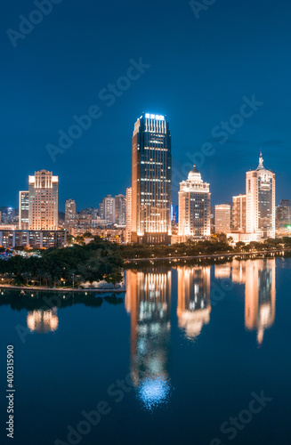 City night view of Bailuzhou Park  Xiamen  China