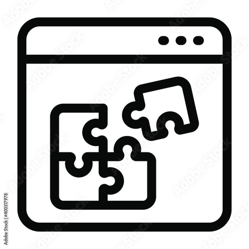 
Jigsaw inside website, quiz webpage glyph icon
