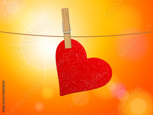 Heart on cloth line