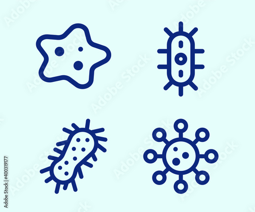 vector line style corona virus, bacteria and germ icon