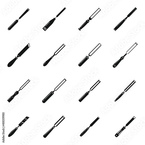 Chisel tool icons set. Simple set of chisel tool vector icons for web design on white background photo