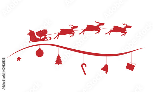 Vector illustration of christmas santa claus and ornament figurines in red on a white background