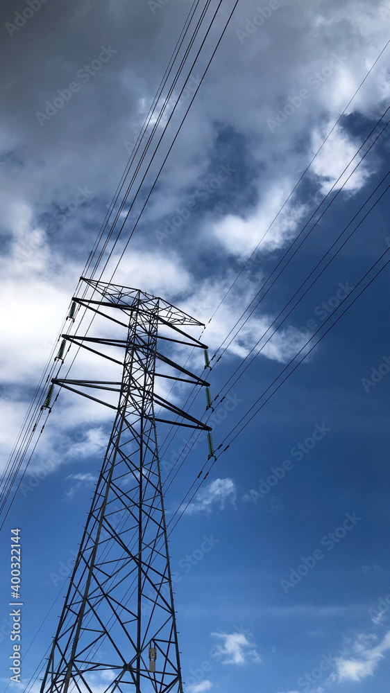 Pylons Steel Electricity City Towers Blue sky Pylons Steel Electricity City Towers Blue sky