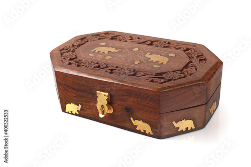 Indian traditionalh handmade Carving wooden Jewellery Box