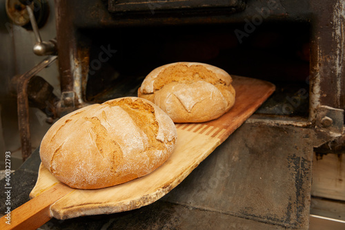 bread coming out of the oven