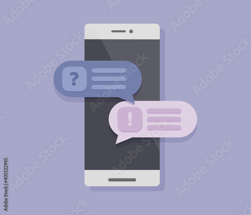 Frequently asked questions concept. 
Question and Answer chat in mobile phone. Vector illustration.
