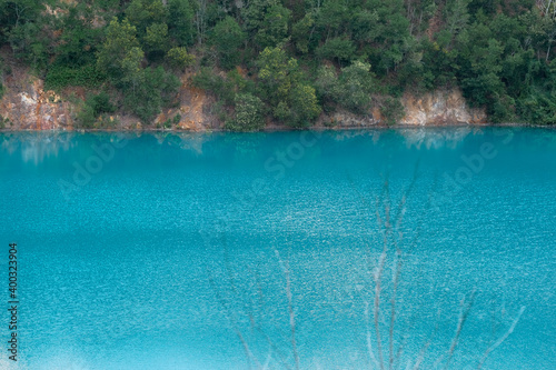 Blue water at Blue Lake , Bukit Ibam , Malaysia.
