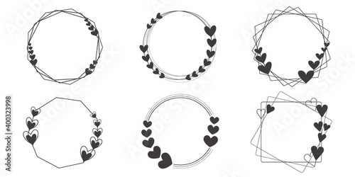 Valentine's day concept. Heart symbol frame illustration. Heart frame for design. Vector illustration. ハートのフレーム、バレンタインフレームイラスト、バレンタインデーイラスト
