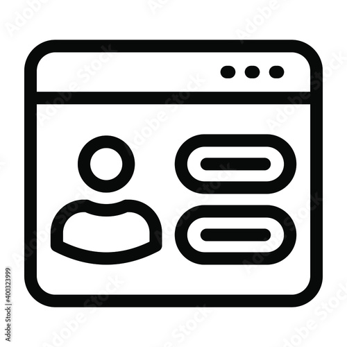  Website login, glyph icon of web account 