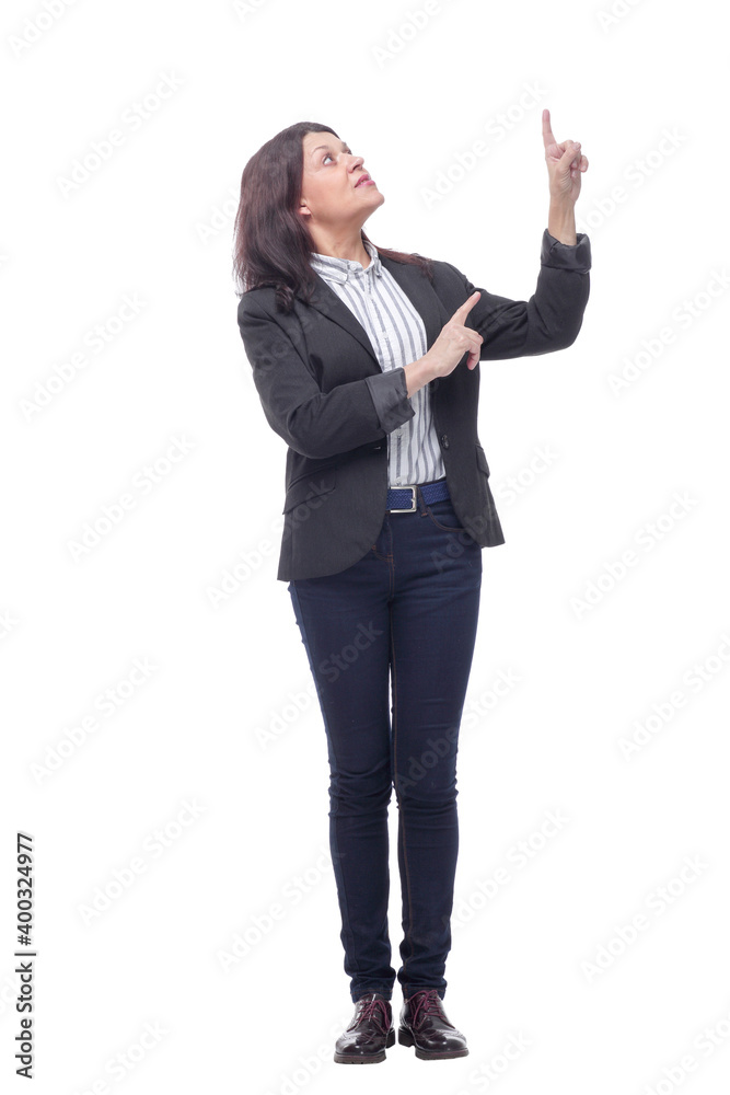 Beautiful woman pointing to the right side copyspace Beautiful woman pointing to the right side copyspace